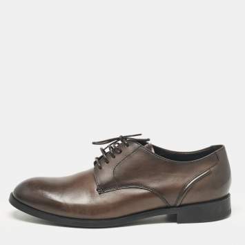 Pre Owned Ermenegildo Zegna Brown Leather Lace Up Derby Size 45.5