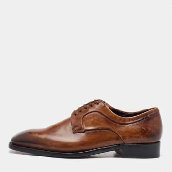 Pre Owned Ermenegildo Zegna Brown Leather Lace Up Derby Size 41