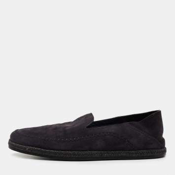 Pre Owned Ermenegildo Dark Blue Suede Espadrille Flats 42