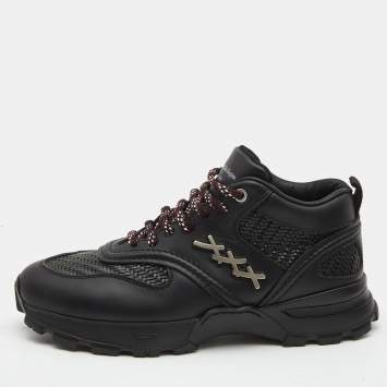 Pre Owned Ermenegildo Zegna Black Leather Lace Up Sneakers Size 39