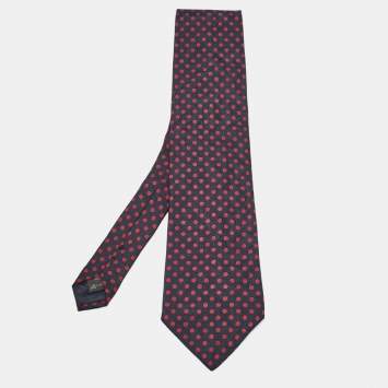 Pre Owned Ermenegildo Zegna Vintage Blue Dots Pattern Silk Traditional Tie 
