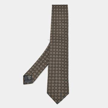 Pre Owned Ermenegildo Zegna Black Jacquard Silk Tie 