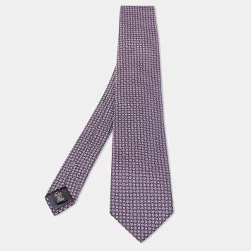 Pre Owned Ermenegildo Zegna Purple Patterned Silk Tie 