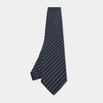 Ermenegildo Zegna Blue Striped Silk Classic Tie 