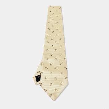 Ermenegildo Zegna Yellow Patterned Silk Classic Tie 