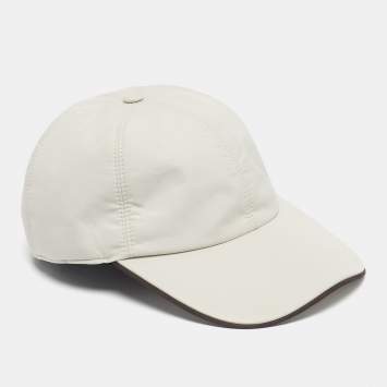 Pre Owned Ermenegildo Zegna Off-White Synthetic Zephyr Baseball Cap S