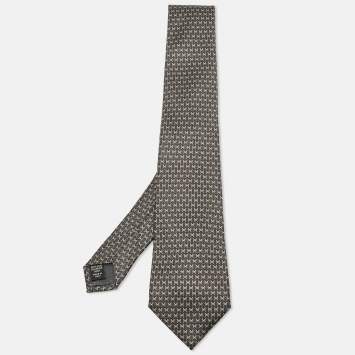 Pre Owned Ermenegildo Zegna Green Butterfly Print Silk Tie