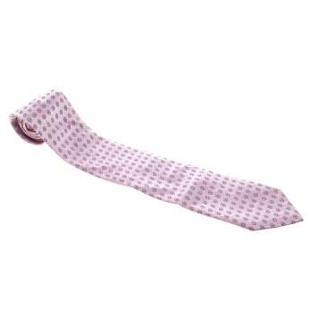 Pre Owned Ermenegildo Zegna Blush Pink Patterned Silk Jacquard Tie
