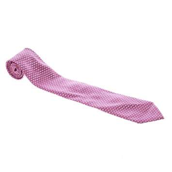 Pre Owned Ermenegildo Zegna Pink Geometric Pattern Silk Jacquard Traditional Tie