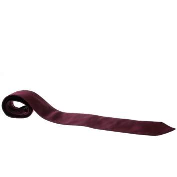 Pre Owned Ermenegildo Zegna Burgundy Diagonal Striped Silk Jacquard Traditional Tie