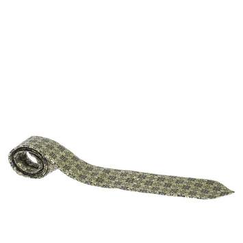 Pre Owned Ermenegildo Zegna Yellow Floral Jacquard Silk Tie