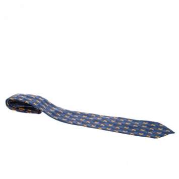Pre Owned Ermenegildo Zegna Vintage Blue Abstract Print Silk Tie