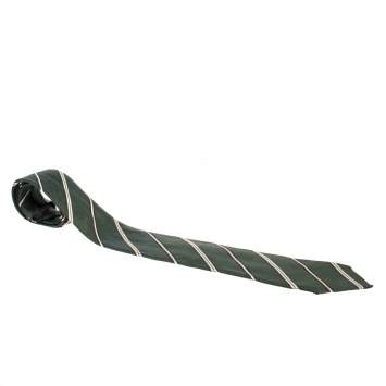 Pre Owned Ermenegildo Zegna Vintage Green Linen Silk Traditional Tie