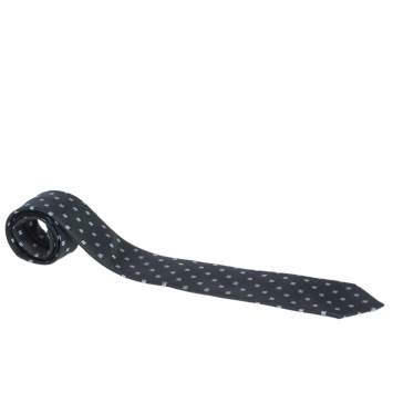 Pre Owned Ermenegildo Zegna Dark Green Floral Embroidered Silk Tie 