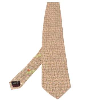 Pre Owned Ermenegildo Zegna Disegno Esclusivo Cream Floral Patterned Silk Traditional Tie