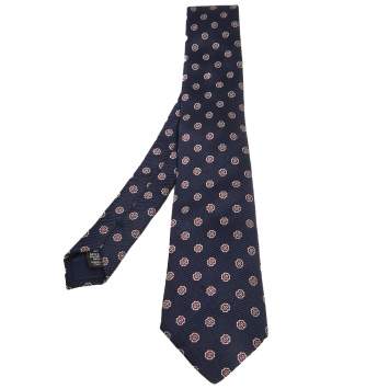 Pre Owned Ermenegildo Zegna Navy Blue Floral Motif Silk Tie