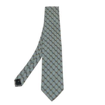 Pre Owned Ermenegildo Zegna Aqua Green Jacquard Silk Tie