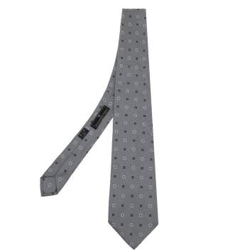 Pre Owned Ermenegildo Zegna Grey Floral Motif Silk Tie