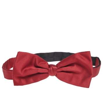 Pre Owned Ermenegildo Zegna Red Silk Satin Bow Tie