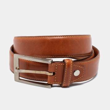 Pre Owned Ermenegildo Zegna Brown Leather Buckle Belt 115 CM