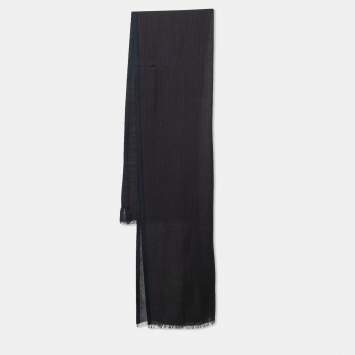 Pre Owned Ermenegildo Zegna Dark Blue & Burgundy Striped Cashmere Scarf