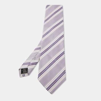 Pre Owned Ermenegildo Zegna Vintage Purple Patterned Silk Jacquard Tie