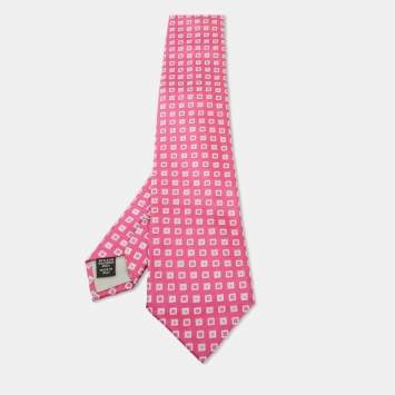 Pre Owned Ermenegildo Zegna Pink Silk Jacquard Tie 