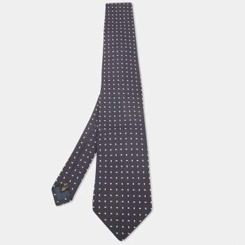 Pre Owned Ermenegildo Zegna Vintage Navy Blue Paisley Silk Jacquard Traditional Tie