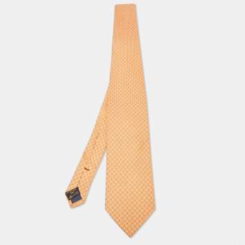Pre Owned Ermenegildo Zegna Vintage Orange Patterned Silk Tie