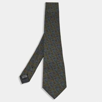 Pre Owned Ermenegildo Zegna Vintage Green Paisley Silk Tie
