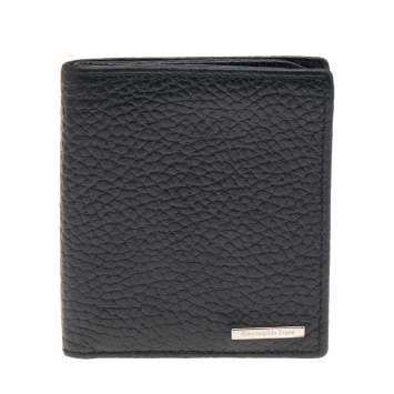 Pre Owned Ermenegildo Zegna Black Leather Bifold Wallet