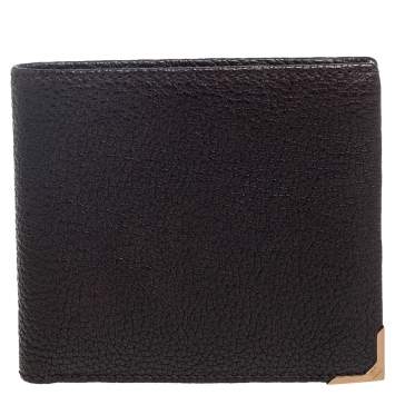Pre Owned Ermenegildo Zegna Dark Brown Leather Bifold Wallet 