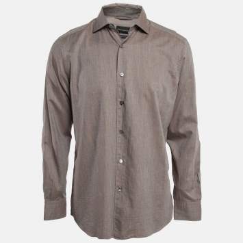 Pre Owned Ermenegildo Zegna Light Brown Cotton T-Shirt L
