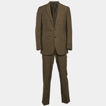 Pre Owned Ermenegildo Zegna Brown Stripe Pattern Wool Pants Suit L