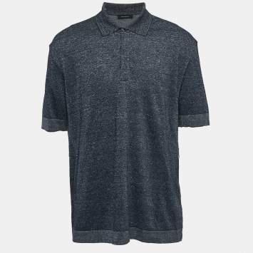 Pre Owned Ermenegildo Zegna Blue Cotton Blend Polo T-Shirt XL
