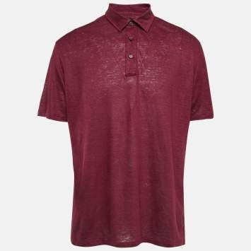 Pre Owned Ermenegildo Zegna Red Jersey Polo T-Shirt XL