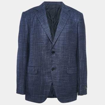 Pre Owned Ermenegildo Zegna Navy Blue Wool Winter Crossover Blazer XL