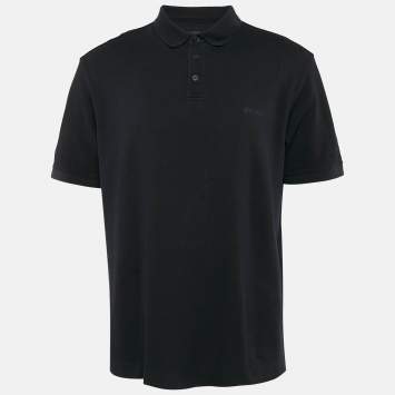 Pre Owned Ermenegildo Zegna Black Cotton Pique Polo T-Shirt XL
