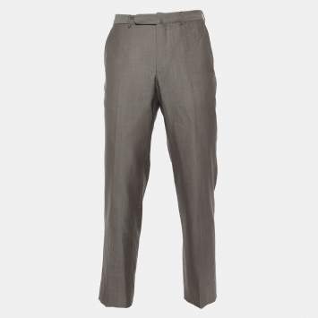 Pre Owned Ermenegildo Zegna Grey Wool & Silk Trofeo 600 Regular Fit Trousers XL