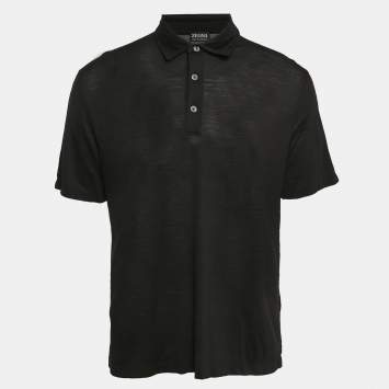 Pre Owned Ermenegildo Zegna Black Wool Pique Polo T-Shirt XL