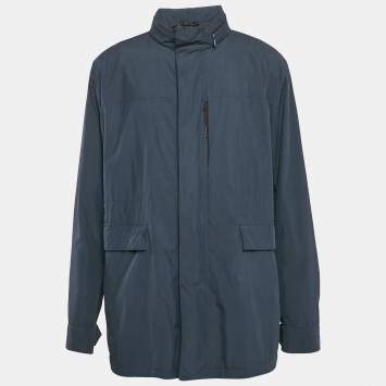 Pre Owned Ermenegildo Zegna Navy Blue Nylon Stratos Field Jacket 4XL