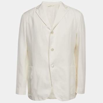 Pre Owned Ermenegildo Zegna Off-White Cotton Blend Single Breasted Blazer XL
