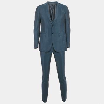 Pre Owned Ermenegildo Zegna Blue Wool Pants Suit M