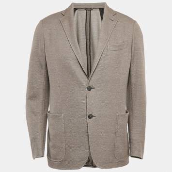 Pre Owned Ermenegildo Zegna Brown Jersey Single Breasted Blazer XL