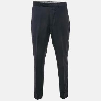 Pre Owned Ermenegildo Zegna Navy Blue Wool Formal Trousers XL