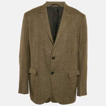 Pre Owned Ermenegildo Zegna Green Wool Blend Single Breasted Blazer XXXL