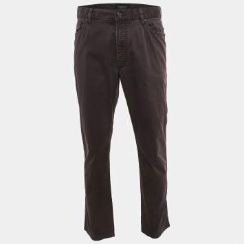 Pre Owned Ermenegildo Zegna Brown Cotton Jeans XL Waist 36"