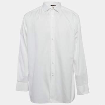 Pre Owned Ermenegildo Zegna White Cotton Button Front Shirt 4XL