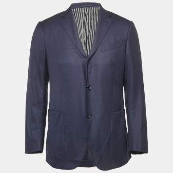 Pre Owned Ermenegildo Zegna Blue Wool Single Breasted Blazer L