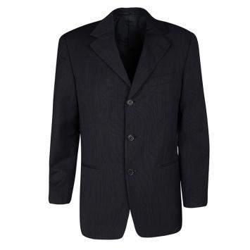 Pre Owned Ermenegildo Zegna Soft Navy Blue Wool Textured Blazer M